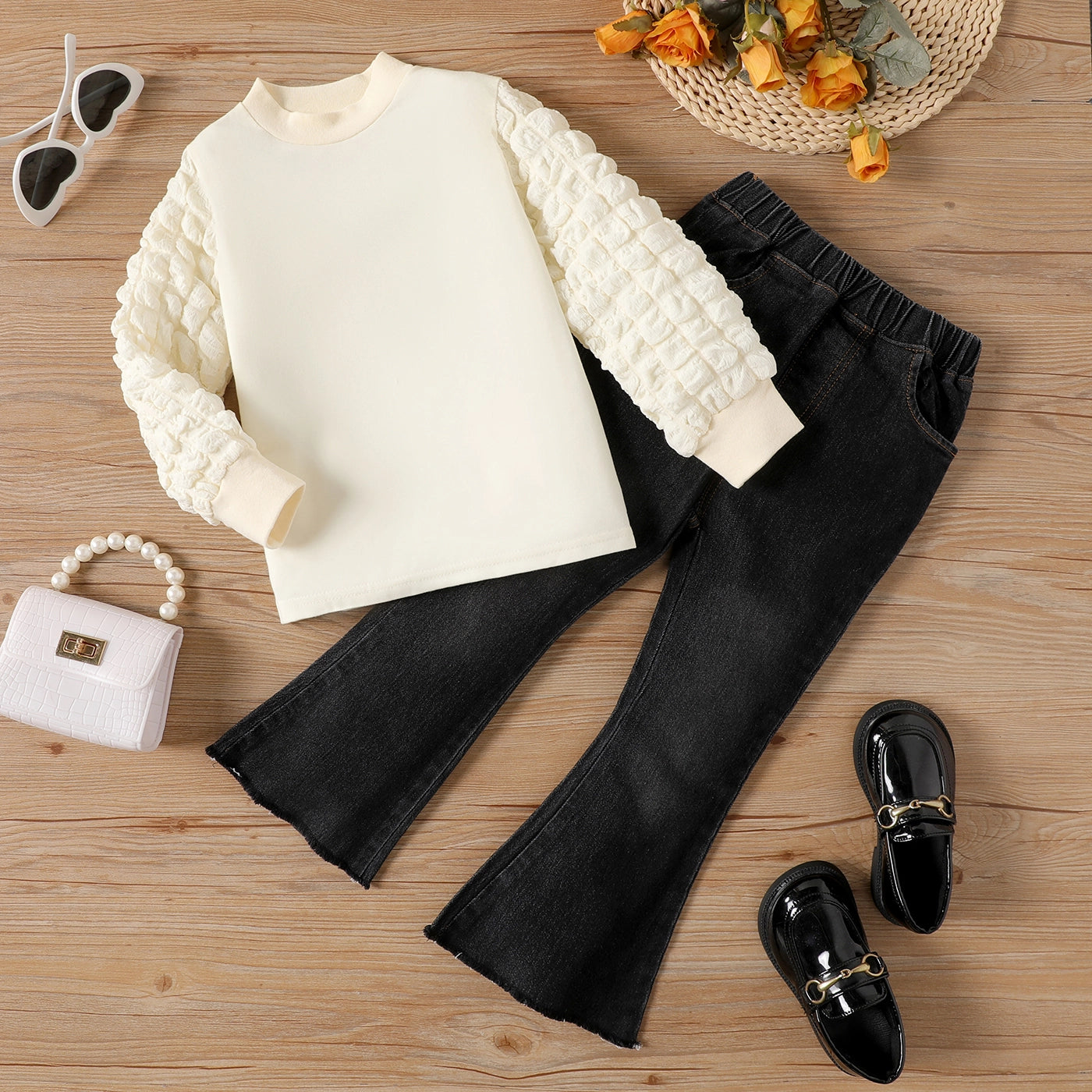 Fit and Flare Jeans and Sweatshirt Set