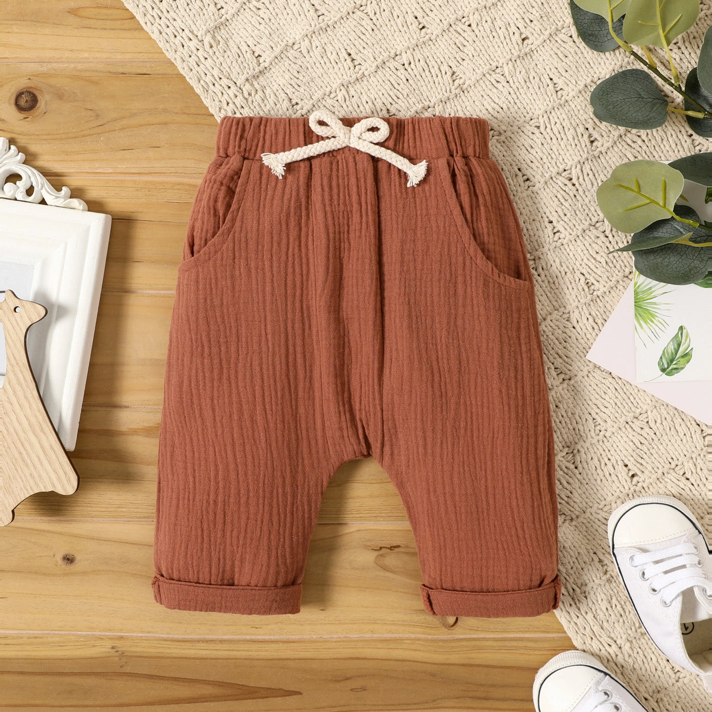 Striped Harem Pant in Brick