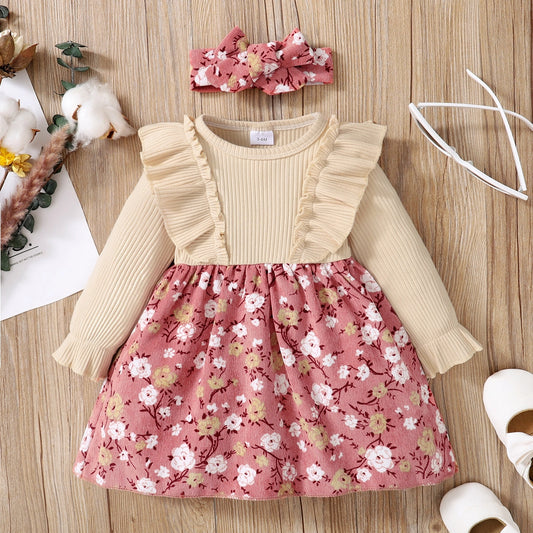 Ruffle Corduroy Dress Set