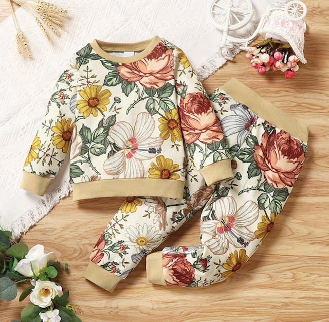 2-piece Toddler Floral Top Pants Set