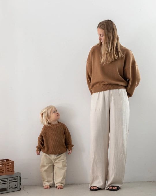 Chunky Knit Pullover in Camel